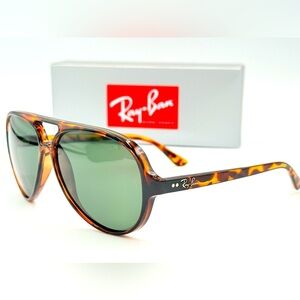 Ray-Ban Fashion Oversized Sunglasses Cat RB4125 Tortoise w/ Green G-15 Lens 59mm